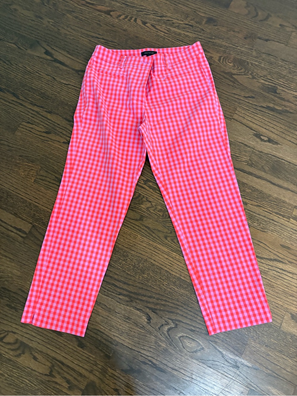 Ann Taylor Pink Gingham Ankle Pants